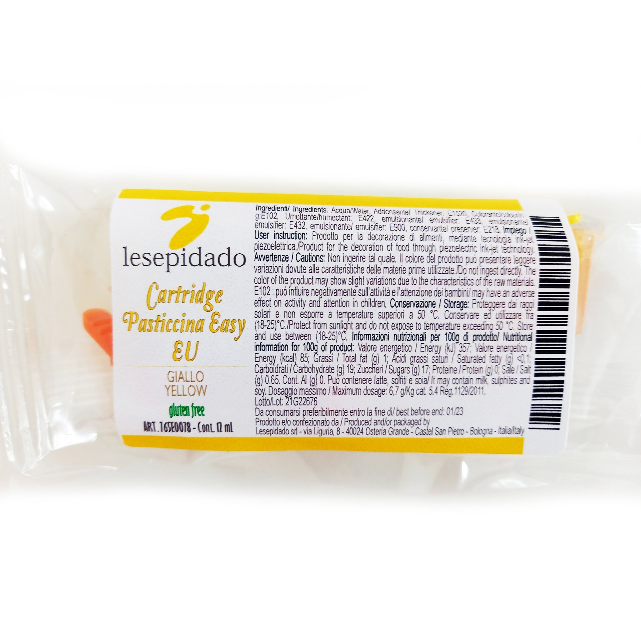 Cartuccia inchiostro alimentare Giallo Pasticcina Easy 1 pz 12 ml