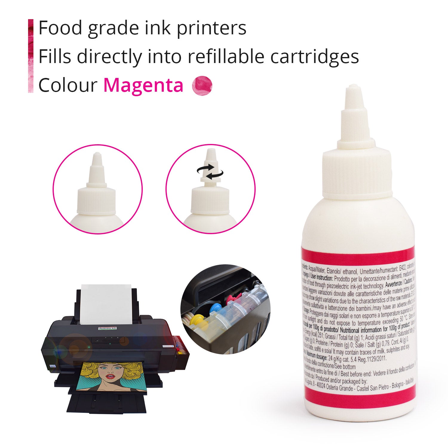 Kit of 8 100ml food inks for Epson food printers